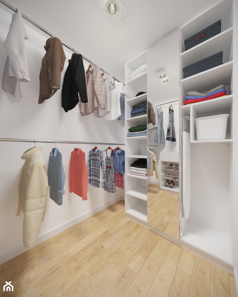 Bemowo - 90 m² - Średnia zamknięta garderoba, styl minimalistyczny - zdjęcie od Studio Monocco