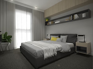 Sypialnia z grafitową wykładziną na podłodze. - zdjęcie od Studio Monocco