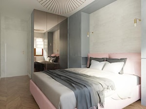 Mokotów - 60 m.² - Średnia biała szara sypialnia, styl nowoczesny - zdjęcie od Studio Monocco