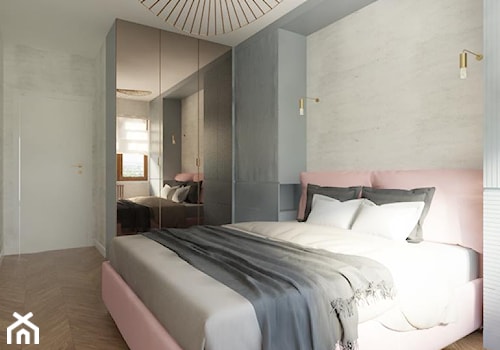 Mokotów - 60 m.² - Średnia biała szara sypialnia, styl nowoczesny - zdjęcie od Studio Monocco