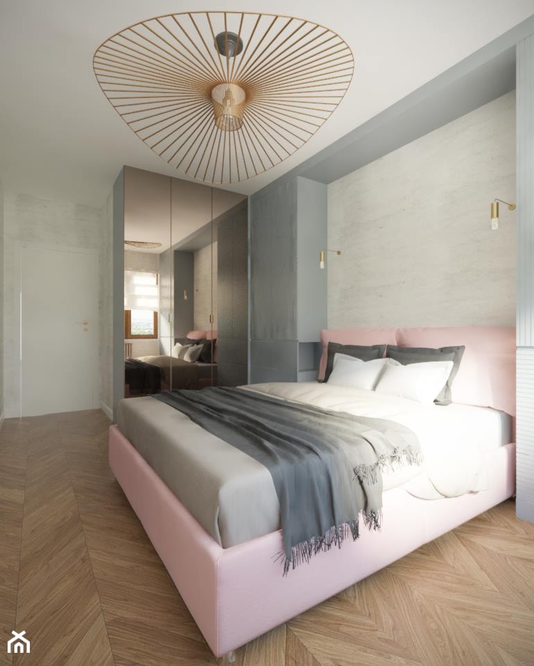 Mokotów - 60 m.² - Średnia biała szara sypialnia, styl nowoczesny - zdjęcie od Studio Monocco - Homebook