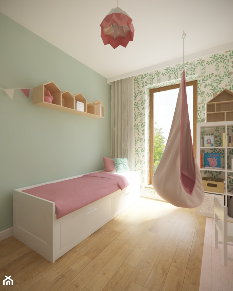 Bemowo - 90 m² - Średni zielony pokój dziecka dla dziecka dla dziewczynki, styl skandynawski - zdjęcie od Studio Monocco