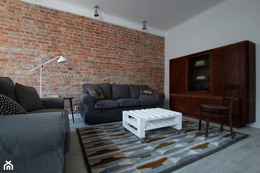 projekt mieszkania 66m2 na Marszałkowskiej - Salon, styl skandynawski - zdjęcie od bemydesign