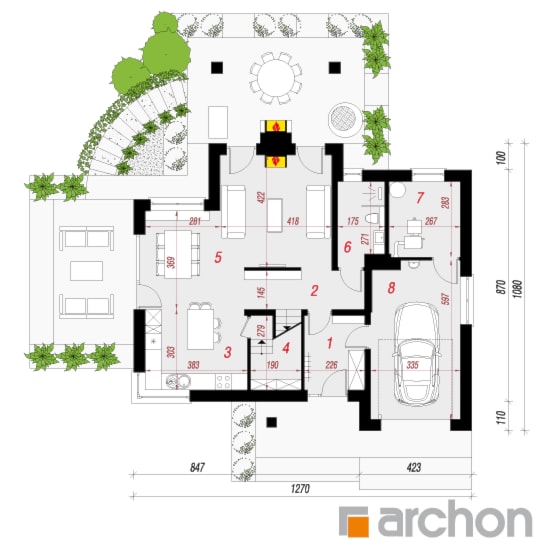 Dom w brunerach - Parter (Rzut) - zdjęcie od ARCHON+ Biuro Projektów