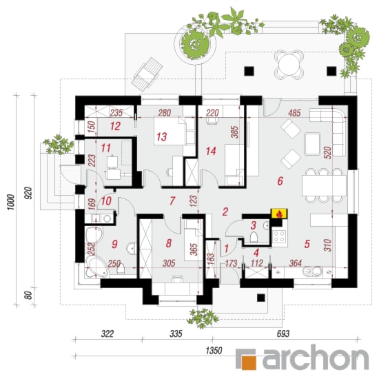 Dom w leszczynowcach - Parter (Rzut) - zdjęcie od ARCHON+ Biuro Projektów