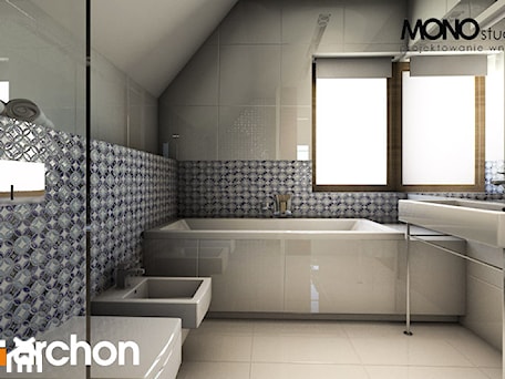 Aranżacje wnętrz - Łazienka: Dom pod liczi - Wizualizacja łazienki - ARCHON+ Biuro Projektów. Przeglądaj, dodawaj i zapisuj najlepsze zdjęcia, pomysły i inspiracje designerskie. W bazie mamy już prawie milion fotografii!
