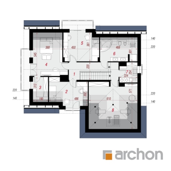 Dom w kortlandach (G2) - Poddasze (Rzut) - zdjęcie od ARCHON+ Biuro Projektów