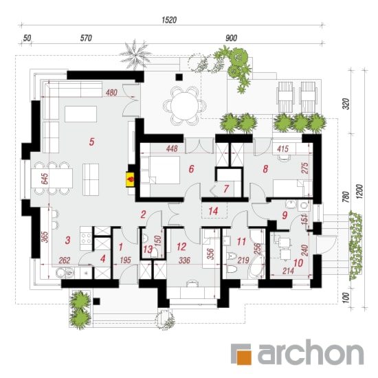 Dom w gruszach - Parter (Rzut) - zdjęcie od ARCHON+ Biuro Projektów
