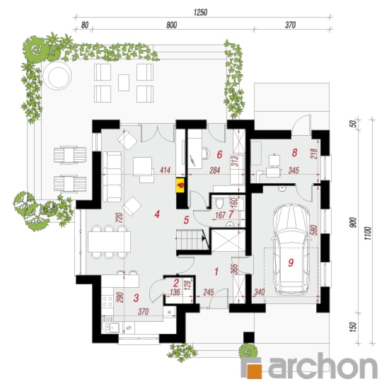 Dom w miłowonkach 2 - Parter (Rzut) - zdjęcie od ARCHON+ Biuro Projektów