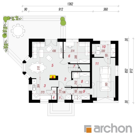 Dom w rododendronach 6 ver. 3 - Parter (Rzut) - zdjęcie od ARCHON+ Biuro Projektów - Homebook