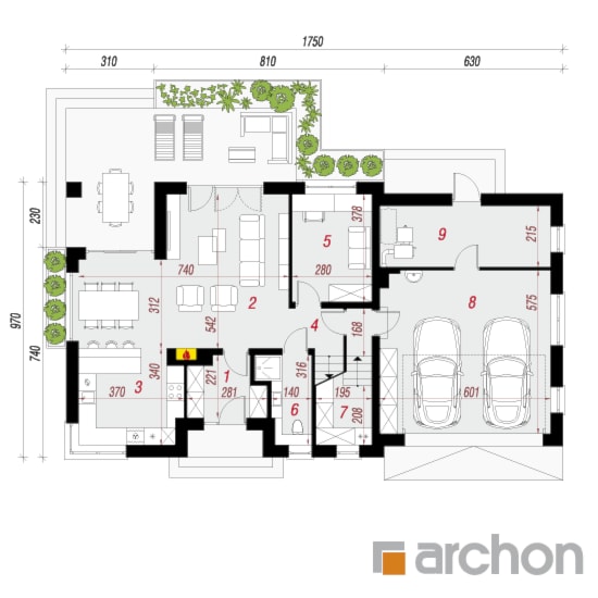 Dom w srebrzykach (G2) - Parter (Rzut) - zdjęcie od ARCHON+ Biuro Projektów