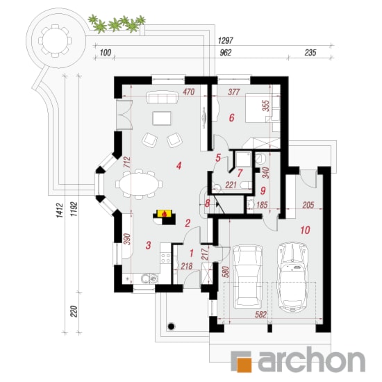 Dom w świetliku (G2) - Parter (Rzut) - zdjęcie od ARCHON+ Biuro Projektów