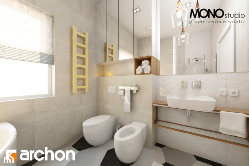Dom w gruszach - Wizualizacja łazienki - zdjęcie od ARCHON+ Biuro Projektów