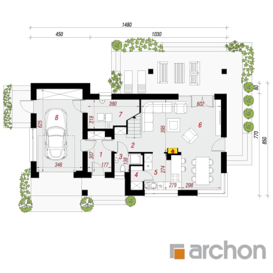 Dom w cytryńcach - Parter (Rzut) - zdjęcie od ARCHON+ Biuro Projektów