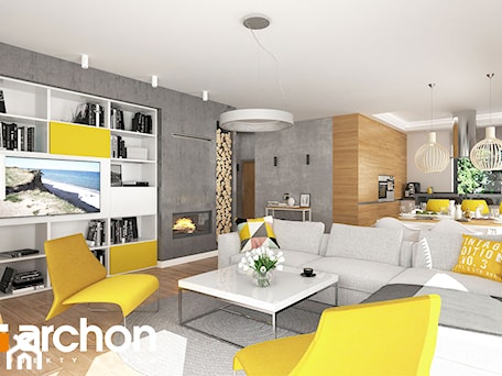 Aranżacje wnętrz - Salon: Dom w renklodach 2 - ARCHON+ Biuro Projektów. Przeglądaj, dodawaj i zapisuj najlepsze zdjęcia, pomysły i inspiracje designerskie. W bazie mamy już prawie milion fotografii!