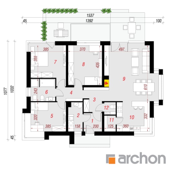 Dom pod jarząbem (N) - Parter (Rzut) - zdjęcie od ARCHON+ Biuro Projektów - Homebook