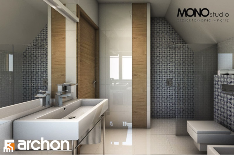 Dom pod liczi - Wizualizacja łazienki - zdjęcie od ARCHON+ Biuro Projektów