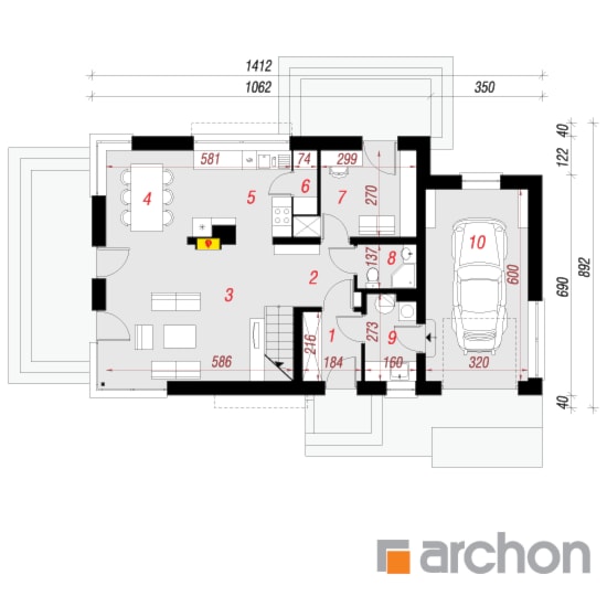Dom w amarylisach - Parter (Rzut) - zdjęcie od ARCHON+ Biuro Projektów - Homebook