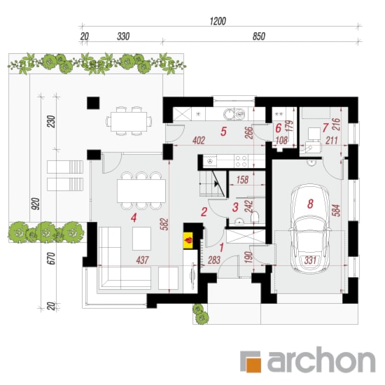 Dom w zdrojówkach - Parter (Rzut) - zdjęcie od ARCHON+ Biuro Projektów