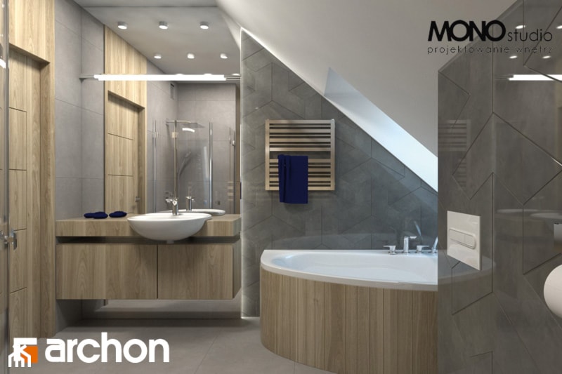 Dom w miodokwiatach 2 - Wizualizacja łazienki - zdjęcie od ARCHON+ Biuro Projektów - Homebook
