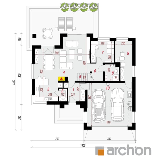 Dom w kortlandach (G2) - Parter (Rzut) - zdjęcie od ARCHON+ Biuro Projektów