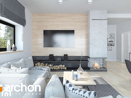 Aranżacje wnętrz - Salon: Dom w peperomiach 2 - ARCHON+ Biuro Projektów. Przeglądaj, dodawaj i zapisuj najlepsze zdjęcia, pomysły i inspiracje designerskie. W bazie mamy już prawie milion fotografii!