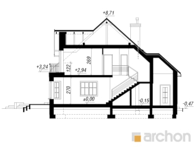 Aranżacje wnętrz - Domy: Dom w świetliku (G2) - Przekrój - ARCHON+ Biuro Projektów. Przeglądaj, dodawaj i zapisuj najlepsze zdjęcia, pomysły i inspiracje designerskie. W bazie mamy już prawie milion fotografii!