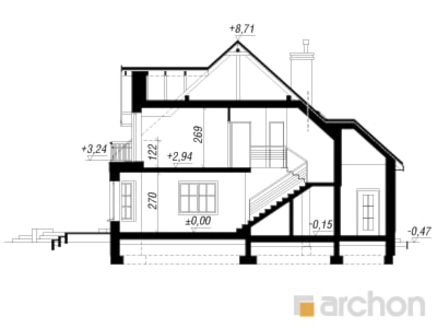 Dom w świetliku (G2) - Przekrój - zdjęcie od ARCHON+ Biuro Projektów