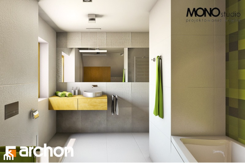 Dom w zielistkach - Wizualizacja łazienki - zdjęcie od ARCHON+ Biuro Projektów