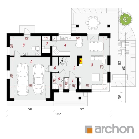 Dom w idaredach (G2) - Parter (Rzut) - zdjęcie od ARCHON+ Biuro Projektów - Homebook