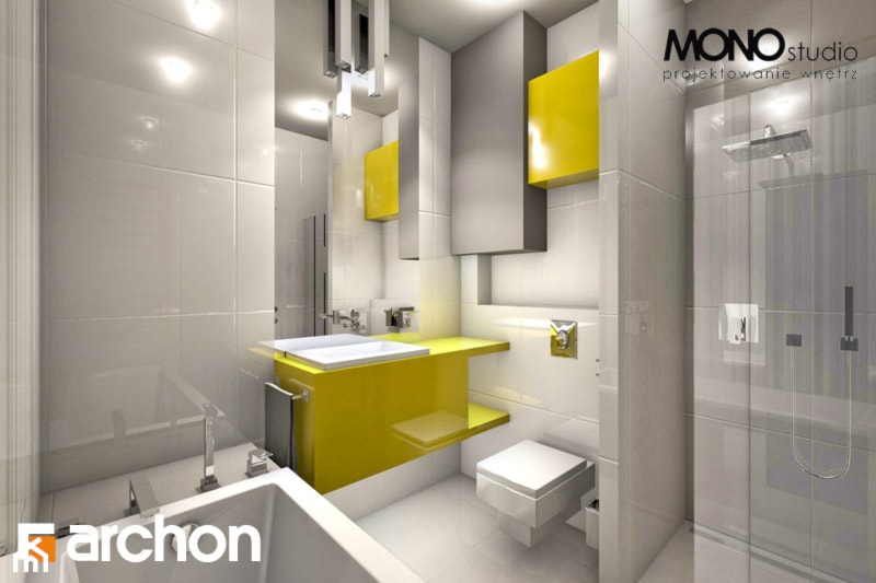 Dom w mekintoszach - Wizualizacja łazienki - zdjęcie od ARCHON+ Biuro Projektów