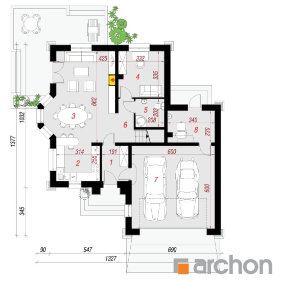 Dom w rukoli (G2) - Parter (Rzut) - zdjęcie od ARCHON+ Biuro Projektów