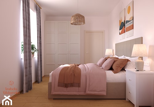 sypialnia z kolorem różowym - zdjęcie od Izabela Widomska Wnętrza