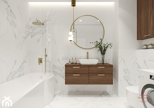 APARTAMENT NA WYNAJEM - Duża z pralką / suszarką z lustrem łazienka, styl glamour - zdjęcie od Izabela Widomska Wnętrza