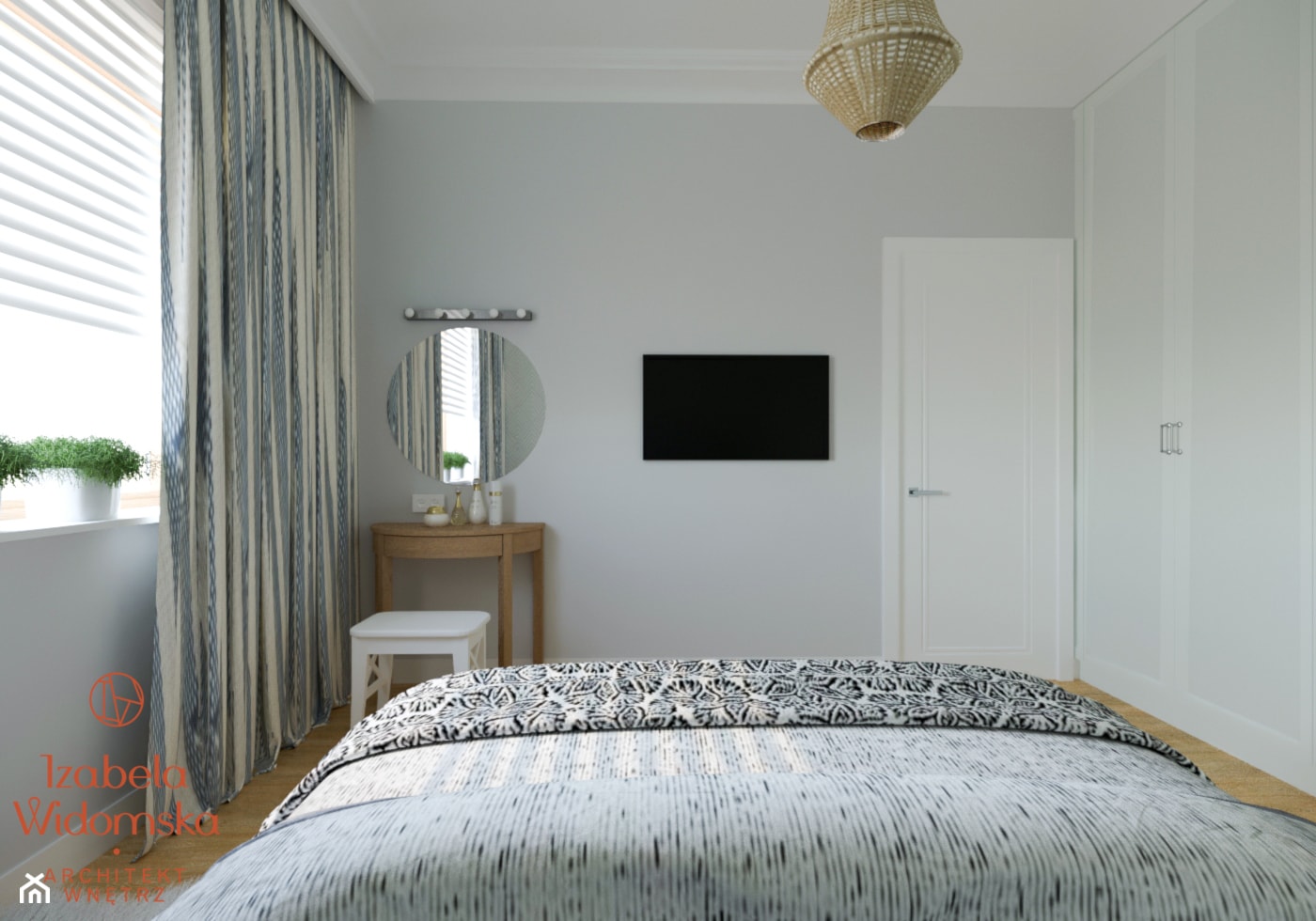 DOM W STYLU HAMPTON - Średnia szara sypialnia, styl tradycyjny - zdjęcie od Izabela Widomska Wnętrza - Homebook