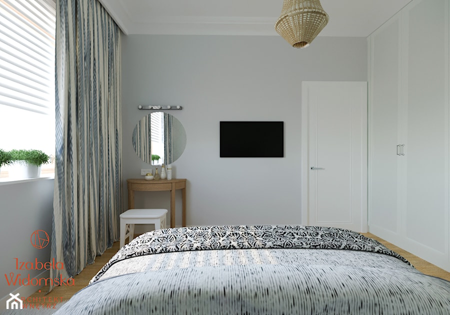 DOM W STYLU HAMPTON - Średnia szara sypialnia, styl tradycyjny - zdjęcie od Izabela Widomska Wnętrza