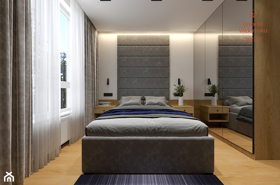 Minimalistyczne męskie mieszkanie - Sypialnia, styl nowoczesny - zdjęcie od Izabela Widomska Wnętrza