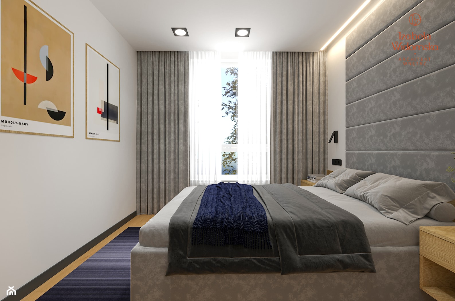 Minimalistyczne męskie mieszkanie - Sypialnia, styl nowoczesny - zdjęcie od Izabela Widomska Wnętrza - Homebook