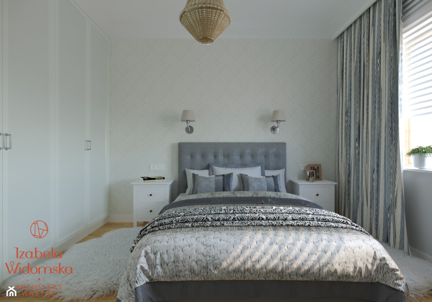 DOM W STYLU HAMPTON - Mała szara sypialnia, styl tradycyjny - zdjęcie od Izabela Widomska Wnętrza - Homebook