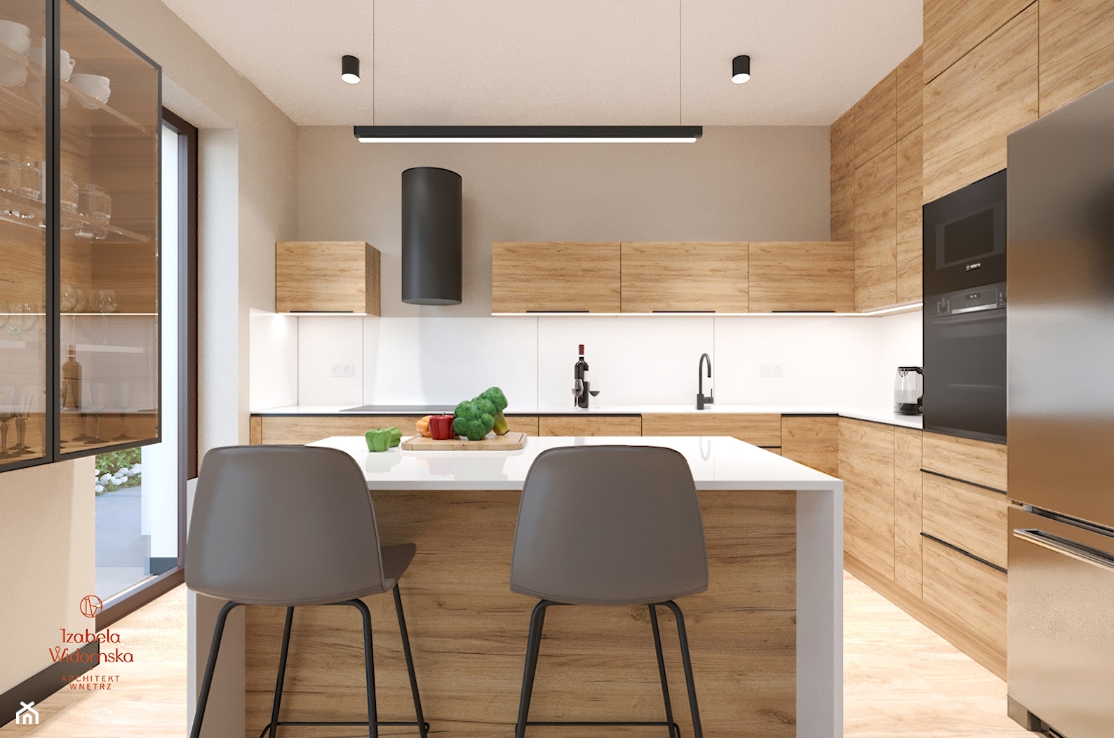 Dom w minimalistycznym stylu - Kuchnia, styl nowoczesny - zdjęcie od Izabela Widomska Wnętrza - Homebook