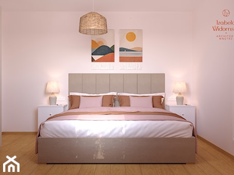 Aranżacje wnętrz - Sypialnia: sypialnia z kolorem różowym - Izabela Widomska Wnętrza. Przeglądaj, dodawaj i zapisuj najlepsze zdjęcia, pomysły i inspiracje designerskie. W bazie mamy już prawie milion fotografii!