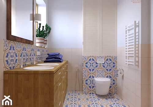 łazienka z płytkami w stylu portugalskim - zdjęcie od Izabela Widomska Wnętrza