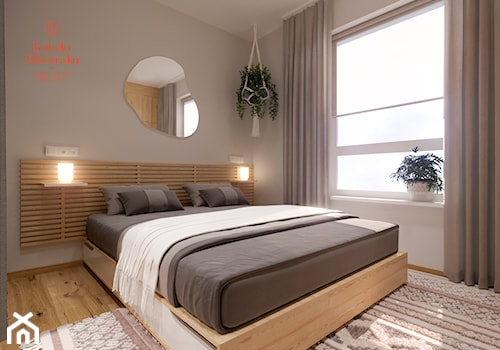 MIESZKANIE HYGGE Z MIEJSCEM DO PRACY - Duża beżowa biała sypialnia, styl nowoczesny - zdjęcie od Izabela Widomska Wnętrza