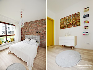 MIESZKANIE 102M² – MIASTECZKO WILANÓW - Duża biała sypialnia, styl skandynawski - zdjęcie od Devangari Design