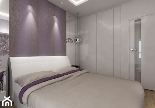 Mieszkanie 70m² Praga Płd - Średnia biała fioletowa sypialnia, styl nowoczesny - zdjęcie od Devangari Design
