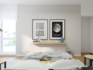 MIESZKANIE 49,5M² – POZNAŃ - Średnia biała szara z biurkiem sypialnia, styl nowoczesny - zdjęcie od Devangari Design
