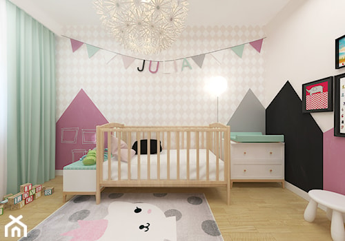 DOM 73M² – LUBOŃ K.POZNANIA - Średni beżowy biały czarny różowy szary pokój dziecka dla niemowlaka dla dziewczynki, styl skandynawski - zdjęcie od Devangari Design