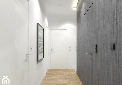 APARTAMENT 130M² – WILANÓW - Duży biały szary hol / przedpokój, styl nowoczesny - zdjęcie od Devangari Design