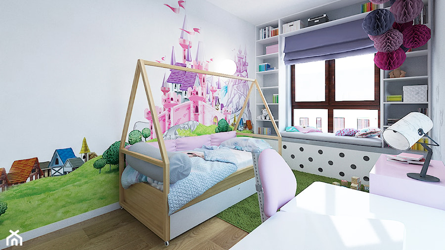 APARTAMENT 130M² – WILANÓW - Średni biały pokój dziecka dla dziecka dla dziewczynki, styl nowoczesny - zdjęcie od Devangari Design