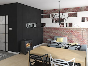 KAWALERKA 35M² – KRAKÓW - Mały czarny szary salon z jadalnią, styl nowoczesny - zdjęcie od Devangari Design